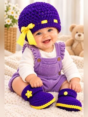NWT Hand made baby set made in Europe - Artisan Baby set 6-9mo